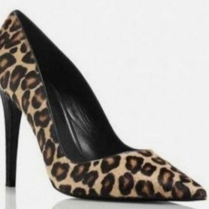 $625 NEW Tamara Mellon ADDICTION 105 Black Brown LEOPARD PONY Pump Shoes size 38